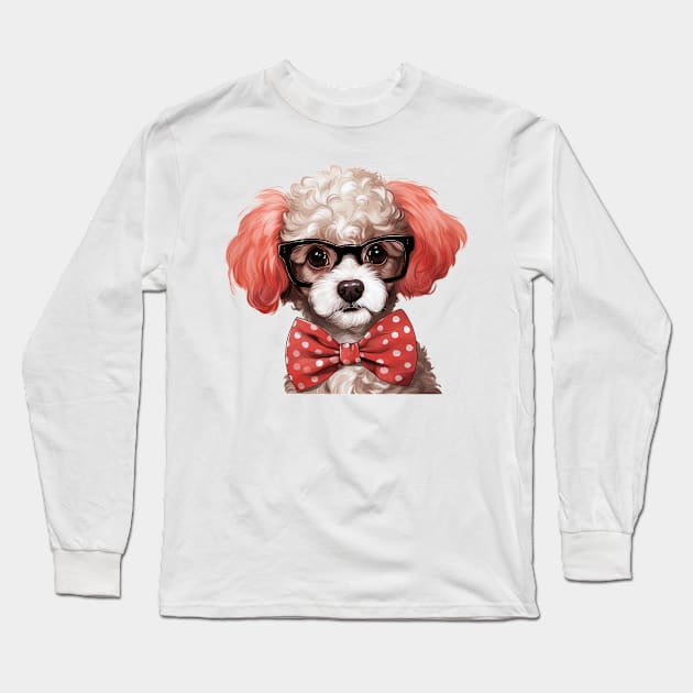 Fancy Poodle Dog Long Sleeve T-Shirt by Chromatic Fusion Studio